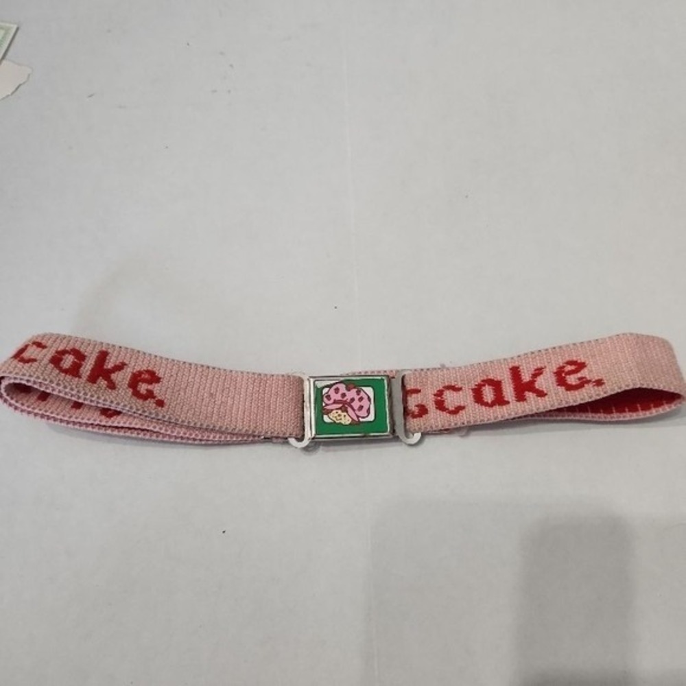 Vintage 1982 Strawberry Shortcake Kids Belt Pink Elastic Character Buckle